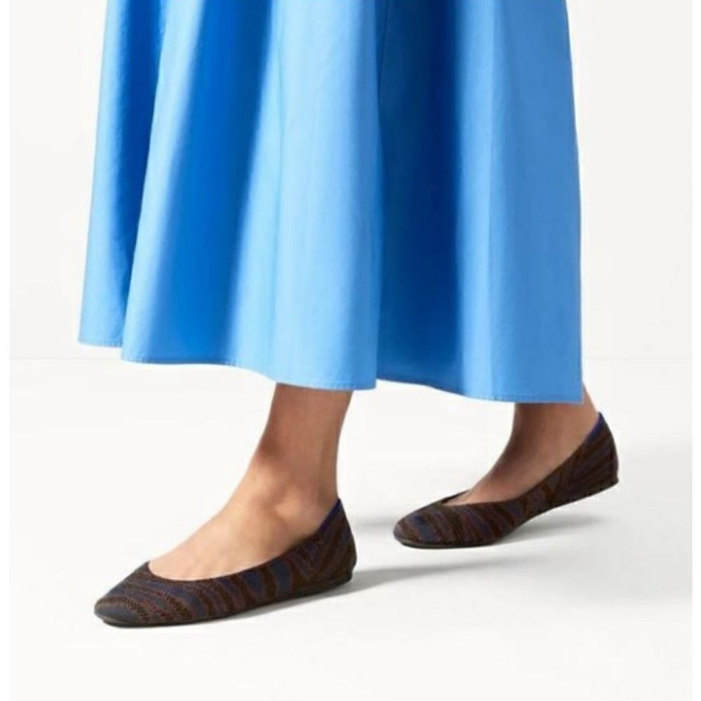 Rothy’s Sapphire Zebra Square Toe Ballet Flat Animal Print Shoes Size 7.5